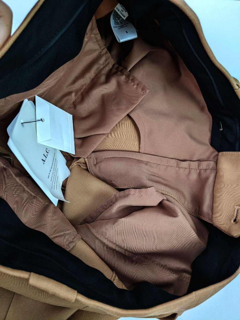NWT - A.L.C. Flat Front Straight Leg Trousers Minimal Chic Tan Brown Size 8 - Picture 7 of 8